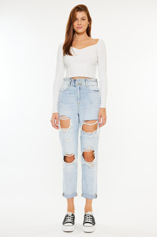 Kancan Open Pack Paperbag Mom Jeans