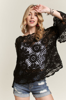 ADORA  Bell Sleeve Crochet Top