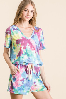 BiBi Tie Dye French Terry Casual Shorts