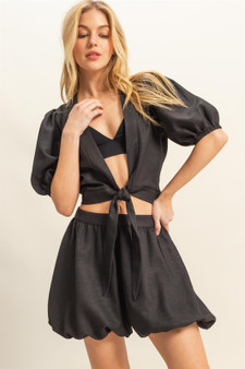 HYFVE Front Tie Top and Bubble Hem Shorts