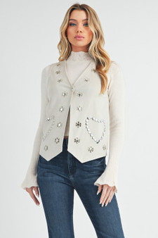 Aemi + Co Heart Rivet Detail Suede Vest Coat