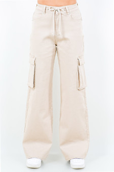 American Bazi Full Size Drawstring Wide Leg Cargo Pants Plus Size