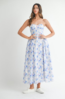 MABLE Sweetheart Neckline Floral Printed Midi Dress