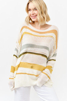 And The Why Abstract Striped Light Weight Loose Sweater