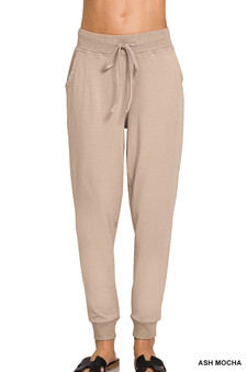 Zenana Drawstring Cotton Joggers with Pockets