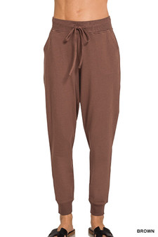 Zenana Drawstring Cotton Joggers with Pockets