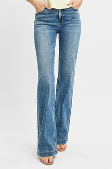 RISEN Full Size Distressed Detail Bootcut Jeans Plus Size