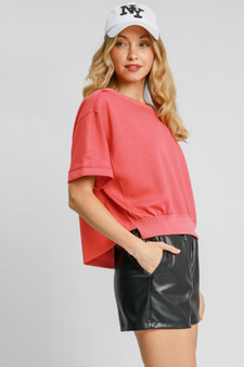 Umgee Full Size Lightweight Cropped Sweatshirt Plus Size