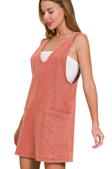 Zenana Washed Adjustable Strap Denim Overall Dress