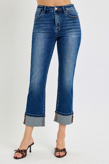 RISEN Full Size High Rise Ankle Straight Cuffed Jeans Plus Size