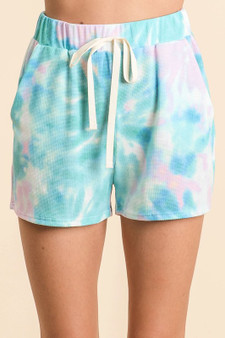 BiBi Tie Dye Print Casual Shorts with Twill