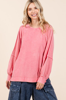 Mittoshop Mineral Wash Raglan Long Sleeve Oversized Top