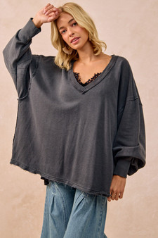 BiBi Mineral Washed French Terry Oversized Sweatshirt