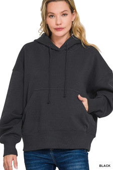 Zenana Oversized Fleece Kangaroo Pocket Hoodie