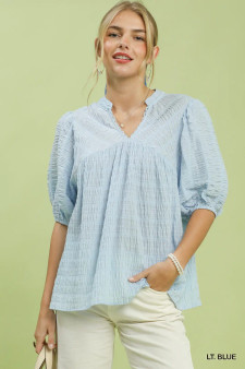 Umgee Textured Puff Sleeve Blouse