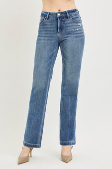 RISEN Tummy Control 4way Stretch Mid Rise Straight Crease Line