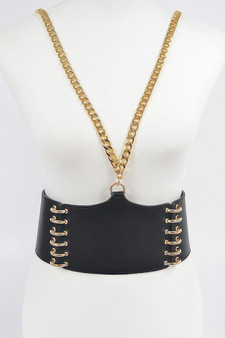 Faux Leather Plus Size Belt W Chain