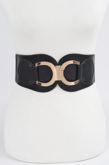 Faux Leather Wide Elastic Plus Size Belt 