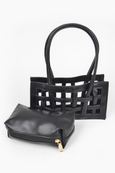 Woven Faux Leather Bag 