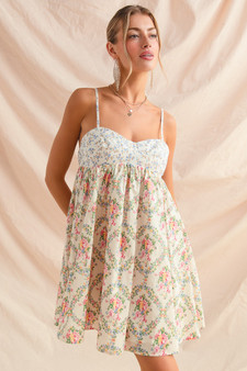 SO ME Mixed Floral Print Sleeveless Mini Dress