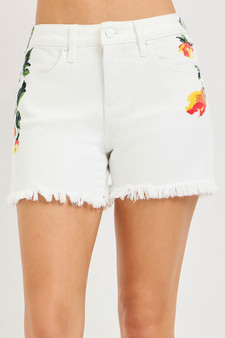 RISEN Tummy Control High Rise Flower Printed Shorts