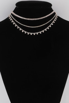 Triple Rhinestone Drop Necklace 