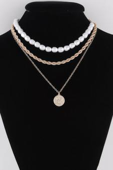 Multi Chain N Pearl Necklace 