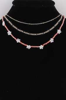 Multi Flower Charms Necklace 