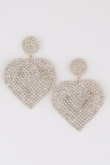 Jeweled Heart Drop Earrings 
