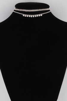 Triple Rhinestone Choker Necklace 