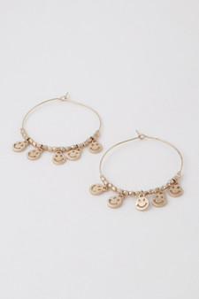 Smiley Face Charms Hoop Earrings 