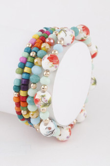 Flower Beaded Bracelet 