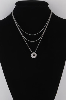 Jeweled Open Circle Pendant Necklace 