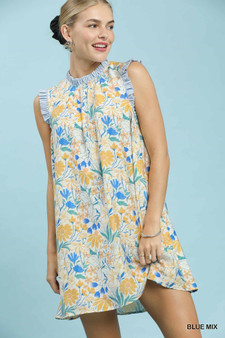 Umgee Floral Print Babydoll Dress