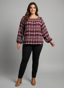 Boho Floral Print Long Sleeve Blouse​