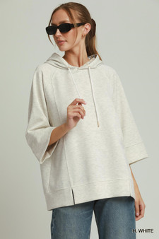 Umgee 3/4 Sleeve Tunic Top with Graphic Hoodie