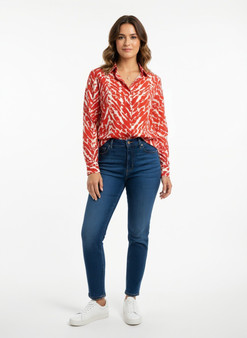Zebra Print Button-Up Shirt​