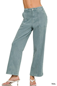 Zenana Straight Leg Utility Pocket Jeans