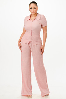 Textured Polo Top And Pants Set​