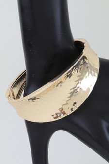 Hammered Leaf Clasp Cuff Bracelet