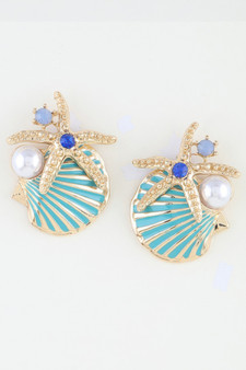Summer Starfish Shell Stud Earrings