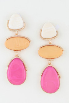 Retro Stone Triple Drop Earrings