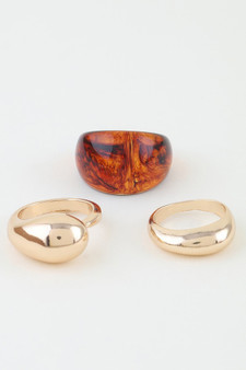 Modern Polished Marble Stone Rings Set