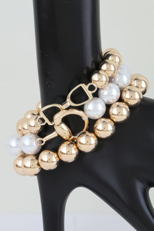 Multi Polished Toggle Beaded Bracelet