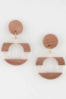 Two Toned Retro Grain Drop Earrings