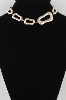 Polished Abstract Link Chain Choker Necklace