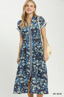 Umgee Ruffle Sleeve Henley Shift Dress