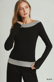 Umgee Layered Twofer Long Sleeve Top