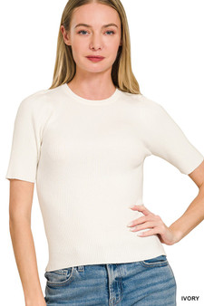 Zenana Viscose Ribbed Round Neck Sweater