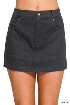 Zenana Cotton Twill Lined Mini Skirts